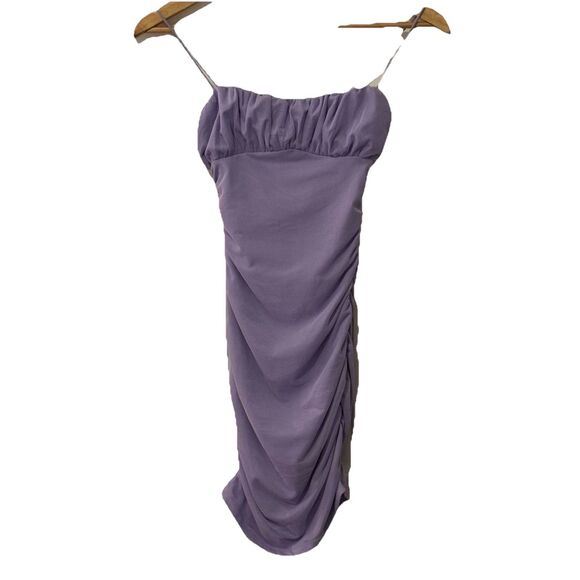 NWT Princess Polly Penney Dress Purple Ruched Mesh Mini Bodycon Size 0 - Picture 2 of 7